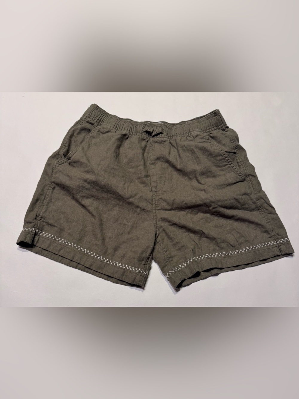 Abercrombie Kids Boys Shorts Green Casual Regular Linen Blend Pull On 13/14